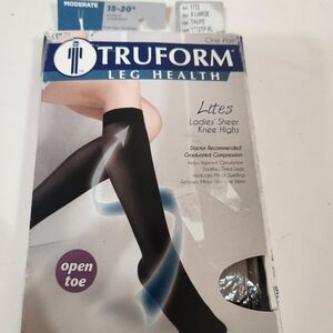 TRUFORM LegHealth OPEN TOE Ladies Sheer Knee High XL Taupe  Moderate Compression